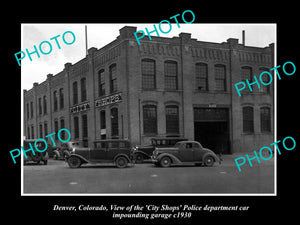 OLD LARGE HISTORIC PHOTO OF  DENVER COLORADO, THE POLICE IMPOUND GARAGE c1930