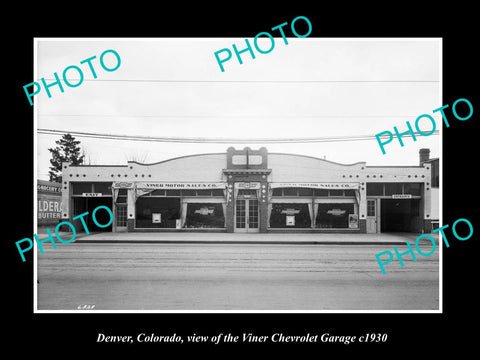 OLD LARGE HISTORIC PHOTO OF  DENVER COLORADO, THE VINER CHEVROLET GARAGE c1930