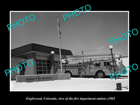 OLD LARGE HISTORIC PHOTO OF  ENGLEWOOD COLORADO, FIRE DEPARTMENT STATION c1965