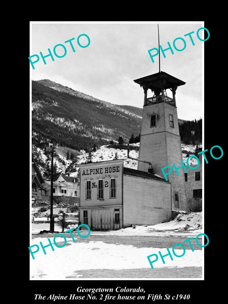 OLD LARGE HISTORIC PHOTO OF  GEORGETOWN COLORADO, ALPINE HOUSE FIRE STATION 1940