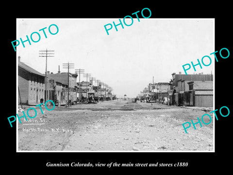 OLD LARGE HISTORIC PHOTO OF GUNNISON COLORADO, THE MAIN STREET & STORES c1880