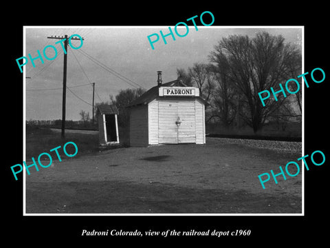 OLD LARGE HISTORIC PHOTO OF PADRONI COLORADO, THE RAILROAD DEPOT STATION c1960