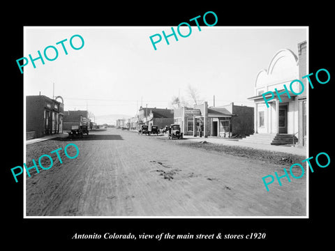 OLD LARGE HISTORIC PHOTO OF ANTONITO COLORADO, THE MAIN STREET & STORES c1920