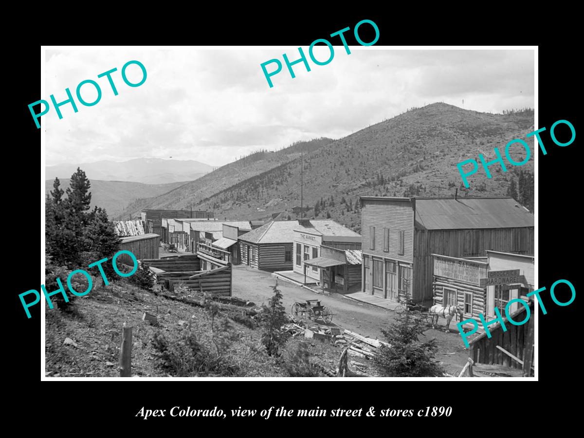OLD LARGE HISTORIC PHOTO OF APEX COLORADO, THE MAIN STREET & STORES c1890