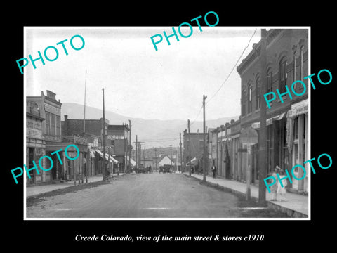 OLD LARGE HISTORIC PHOTO OF CREEDE COLORADO, THE MAIN STREET & STORES c1910