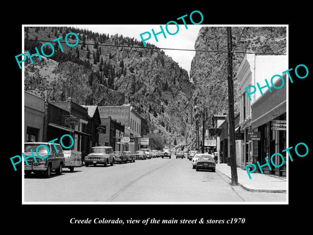 OLD LARGE HISTORIC PHOTO OF CREEDE COLORADO, THE MAIN STREET & STORES c1970