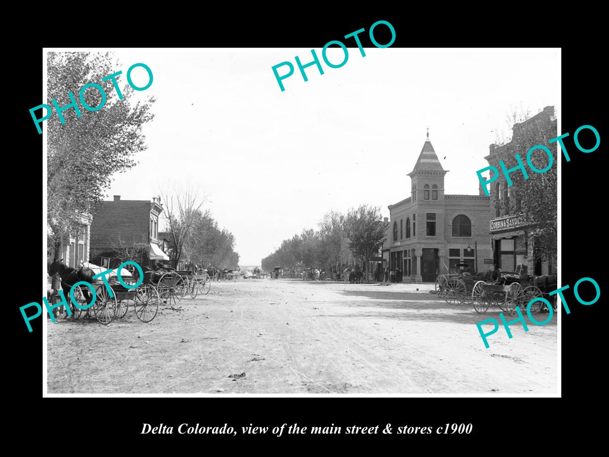 OLD LARGE HISTORIC PHOTO OF DELTA COLORADO, THE MAIN STREET & STORES c1900