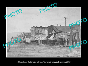 OLD LARGE HISTORIC PHOTO OF GUNNISON COLORADO, THE MAIN STREET & STORES c1890