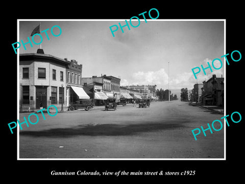 OLD LARGE HISTORIC PHOTO OF GUNNISON COLORADO, THE MAIN STREET & STORES c1925