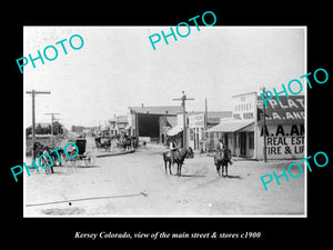 OLD LARGE HISTORIC PHOTO OF KERSEY COLORADO, THE MAIN STREET & STORES c1900