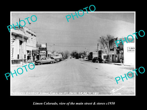 OLD LARGE HISTORIC PHOTO OF LIMON COLORADO, THE MAIN STREET & STORES c1950