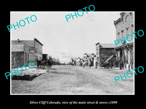 OLD LARGE HISTORIC PHOTO OF SILVER CLIFF COLORADO, THE MAIN STREET & STORES 1890