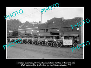 OLD LARGE HISTORIC PHOTO OF TRINIDAD COLORADO, THE OVERLAND CAR DEALERSHIP c1915