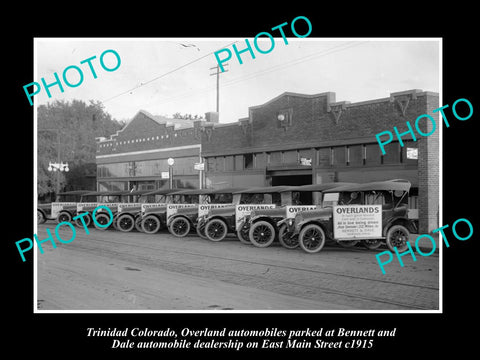 OLD LARGE HISTORIC PHOTO OF TRINIDAD COLORADO, THE OVERLAND CAR DEALERSHIP c1915