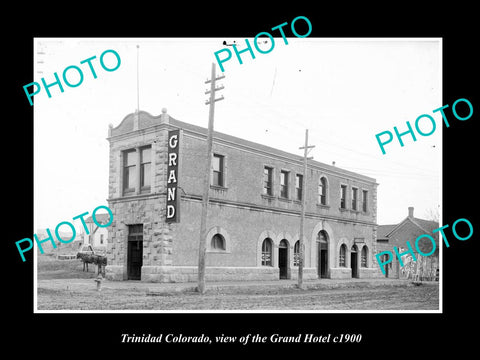 OLD LARGE HISTORIC PHOTO OF TRINIDAD COLORADO, VIEW OF THE GRAND HOTEL c1900