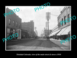 OLD LARGE HISTORIC PHOTO OF TRINIDAD COLORADO, THE MAIN STREET & STORES c1910