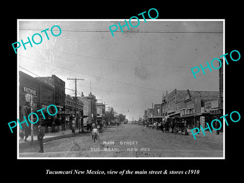 OLD LARGE HISTORIC PHOTO OF TUCUMCARI NEW MEXICO, THE MAIN STREET & STORES c1910