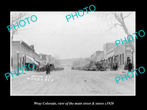 OLD LARGE HISTORIC PHOTO OF WRAY COLORADO, THE MAIN STREET & STORES c1920