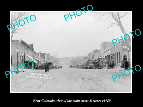 OLD LARGE HISTORIC PHOTO OF WRAY COLORADO, THE MAIN STREET & STORES c1920