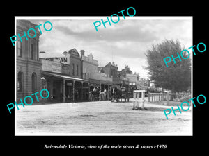 OLD LARGE HISTORIC PHOTO OF BAIRNSDALE VICTORIA, THE MAIN St & STORES c1920