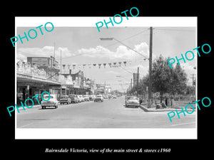 OLD LARGE HISTORIC PHOTO OF BAIRNSDALE VICTORIA, THE MAIN St & STORES c1960