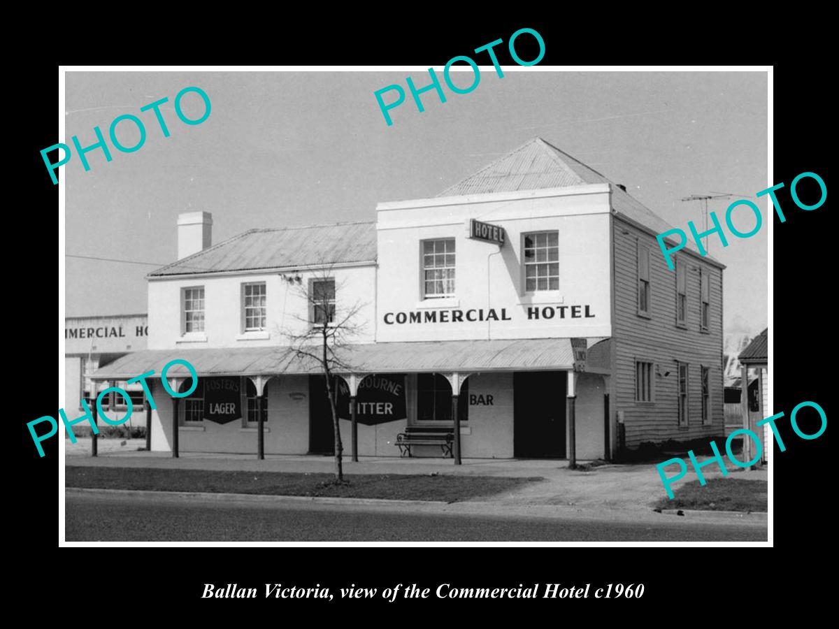 OLD LARGE HISTORIC PHOTO OF BALLAN VICTORIA, VIEW OF THE COMMERCIAL HOTEL c1960