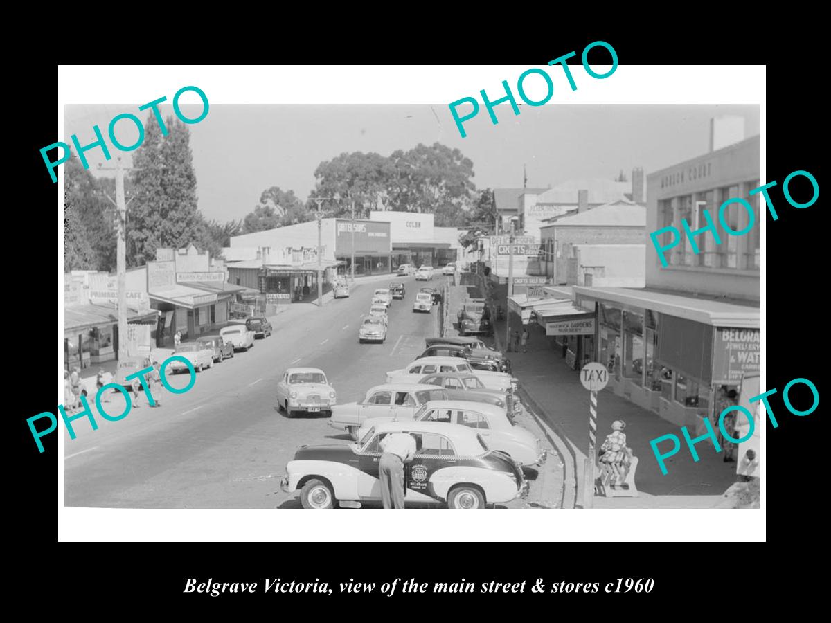 OLD LARGE HISTORIC PHOTO OF BELGRAVE VICTORIA, THE MAIN St & STORES c1960