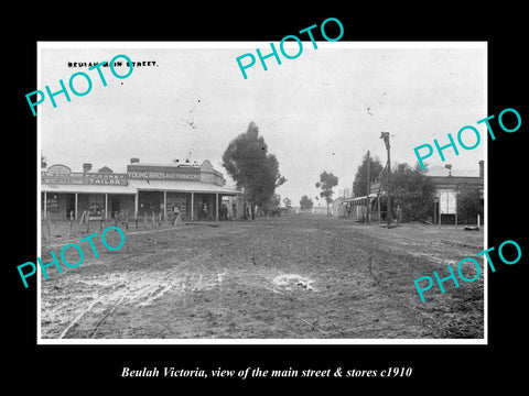 OLD LARGE HISTORIC PHOTO OF BEULAH VICTORIA, THE MAIN St & STORES c1910