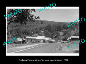 OLD LARGE HISTORIC PHOTO OF COCKATOO VICTORIA, THE MAIN St & STORES c1950