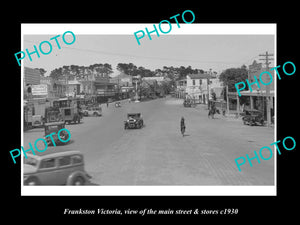 OLD LARGE HISTORIC PHOTO OF FRANKSTON VICTORIA, THE MAIN St & STORES c1930