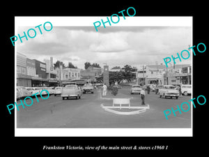 OLD LARGE HISTORIC PHOTO OF FRANKSTON VICTORIA, THE MAIN St & STORES c1960 2