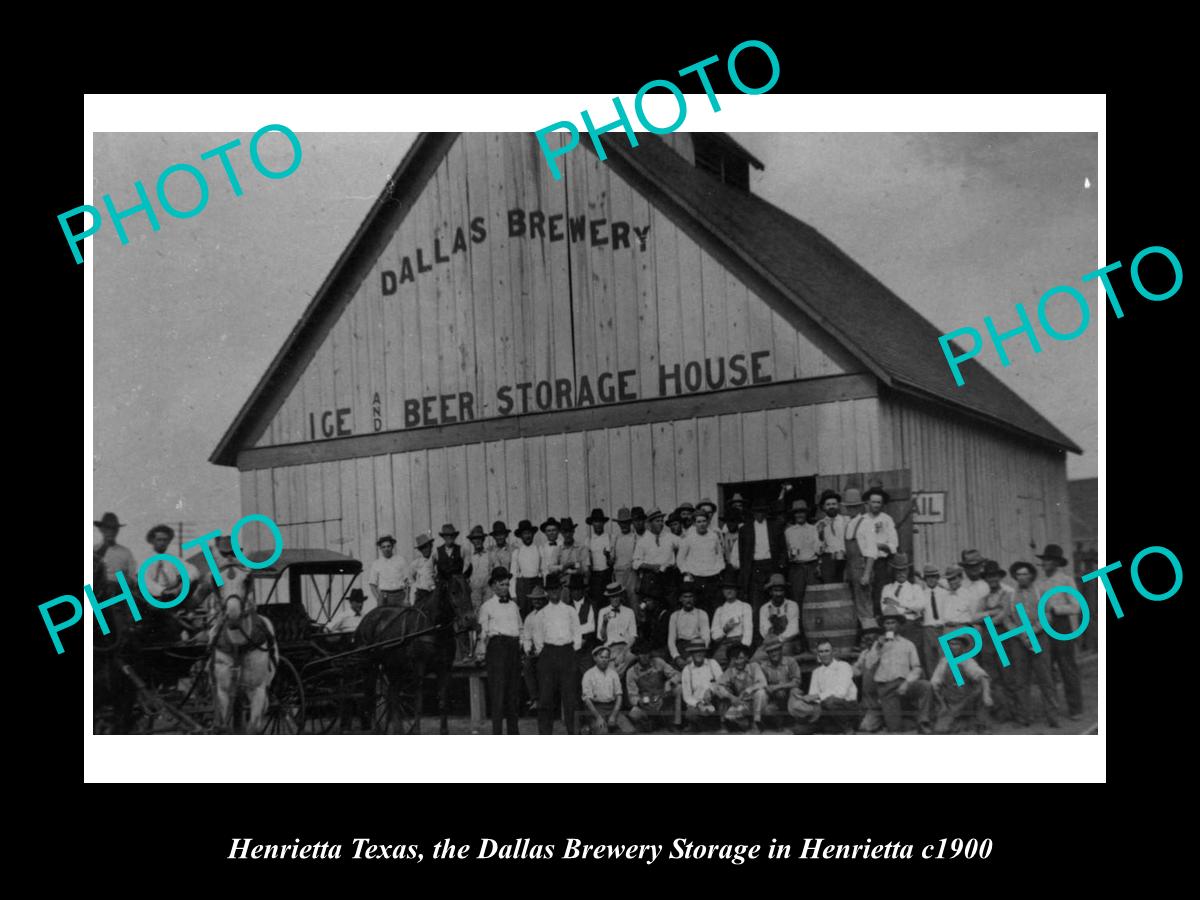 OLD LARGE HISTORIC PHOTO OF HENRIETTA TEXAS, DALLAS BREWERY STORAGE HOUSE c1900