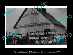 OLD LARGE HISTORIC PHOTO OF HENRIETTA TEXAS, DALLAS BREWERY STORAGE HOUSE c1900