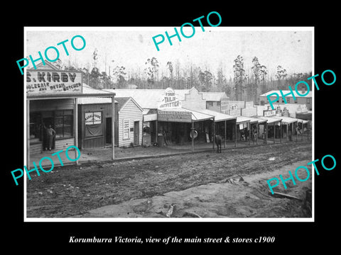 OLD LARGE HISTORIC PHOTO OF KORUMBURRA VICTORIA, THE MAIN St & STORES c1900