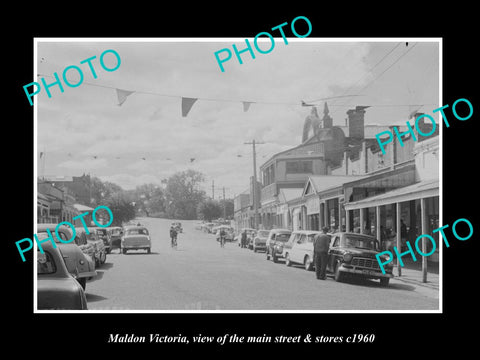 OLD LARGE HISTORIC PHOTO OF MALDON VICTORIA, THE MAIN St & STORES c1960