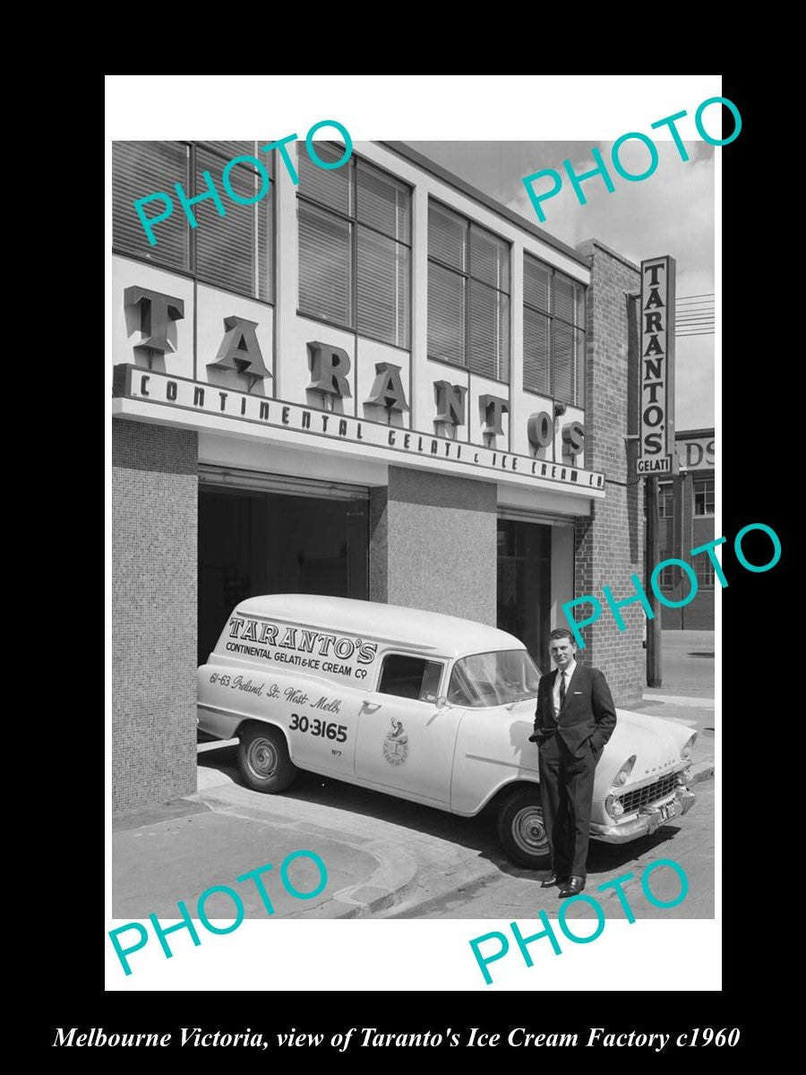 OLD LARGE HISTORIC PHOTO OF MELBOURNE VICTORIA, TARANTO ICE CREAM FACTORY c1960