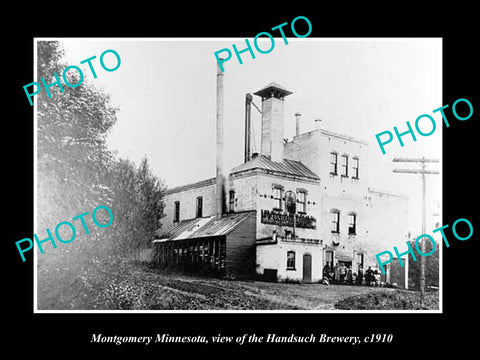 OLD LARGE HISTORIC PHOTO OF MONTGOMERY MINNESOTA, THE HANDSUCH BREWERY c1910