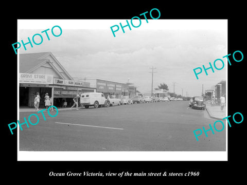 OLD LARGE HISTORIC PHOTO OF OCEAN GROVE VICTORIA, THE MAIN St & STORES c1960