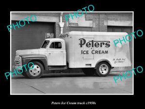 OLD LARGE HISTORIC PHOTO OF MELBOURNE VICTORIA, PETERS ICE CREAM TRUCK c1950 1