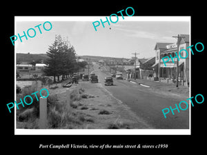 OLD LARGE HISTORIC PHOTO OF PORT CAMPBELL VICTORIA, THE MAIN St & STORES c1950