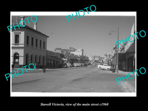 OLD LARGE HISTORIC PHOTO OF STAWELL VICTORIA, THE MAIN St & STORES c1960 1