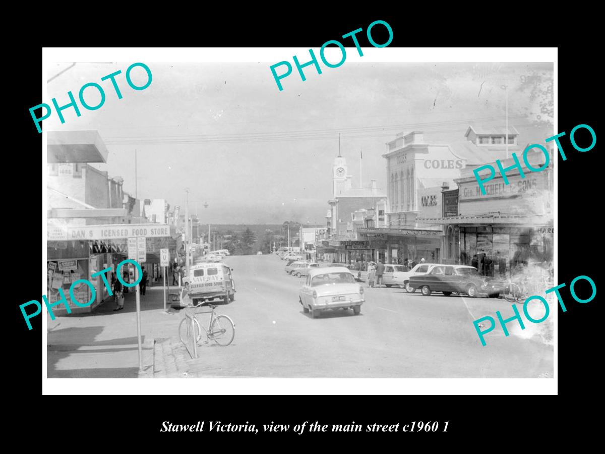 OLD LARGE HISTORIC PHOTO OF STAWELL VICTORIA, THE MAIN St & STORES c1960 2