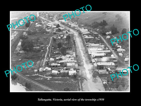 OLD LARGE HISTORIC PHOTO OF TALLANGATTA VICTORIA, AERIAL VIEW OF TOWN c1950 1