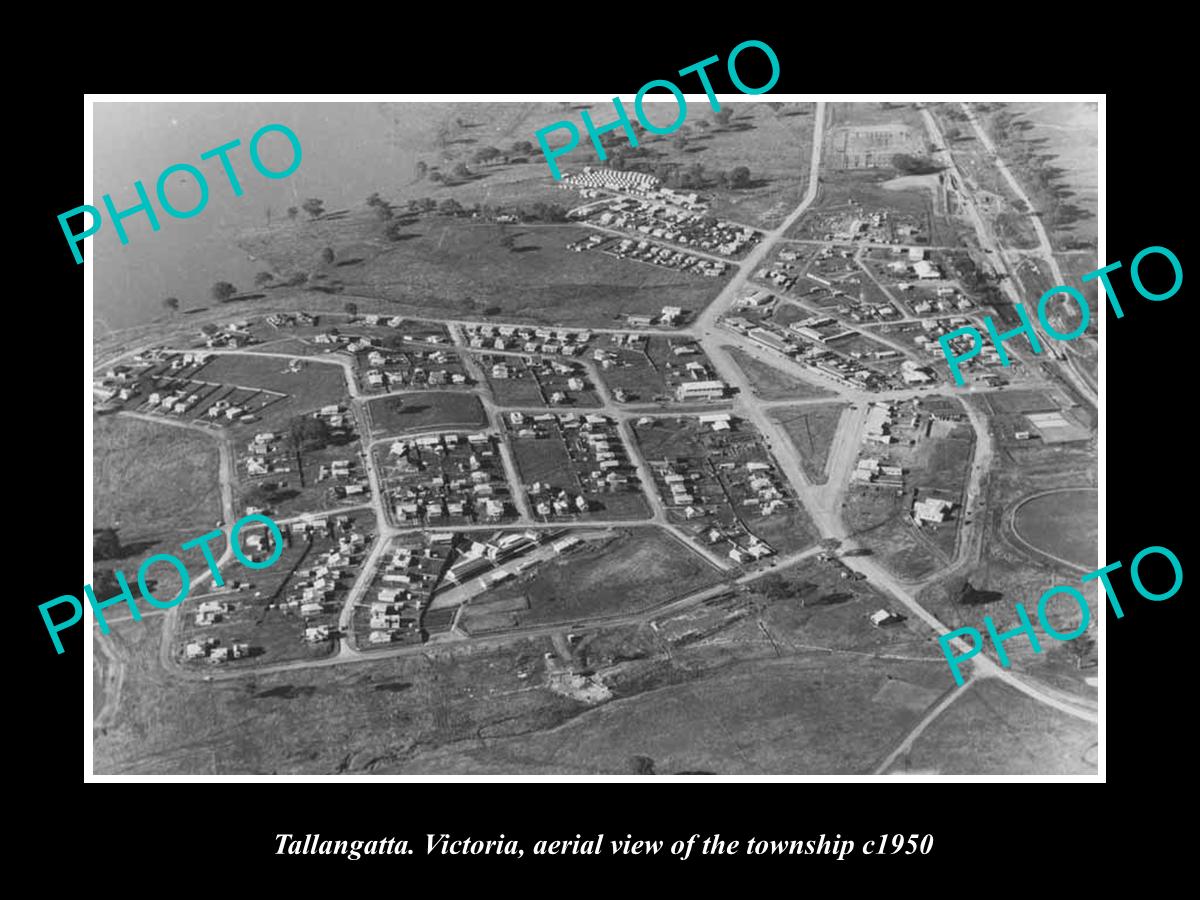 OLD LARGE HISTORIC PHOTO OF TALLANGATTA VICTORIA, AERIAL VIEW OF TOWN c1950 2