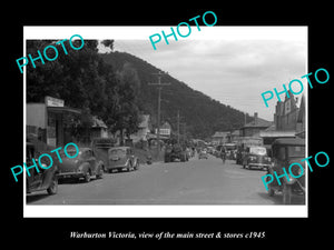 OLD LARGE HISTORIC PHOTO OF WARBURTON VICTORIA, THE MAIN St & STORES c1945