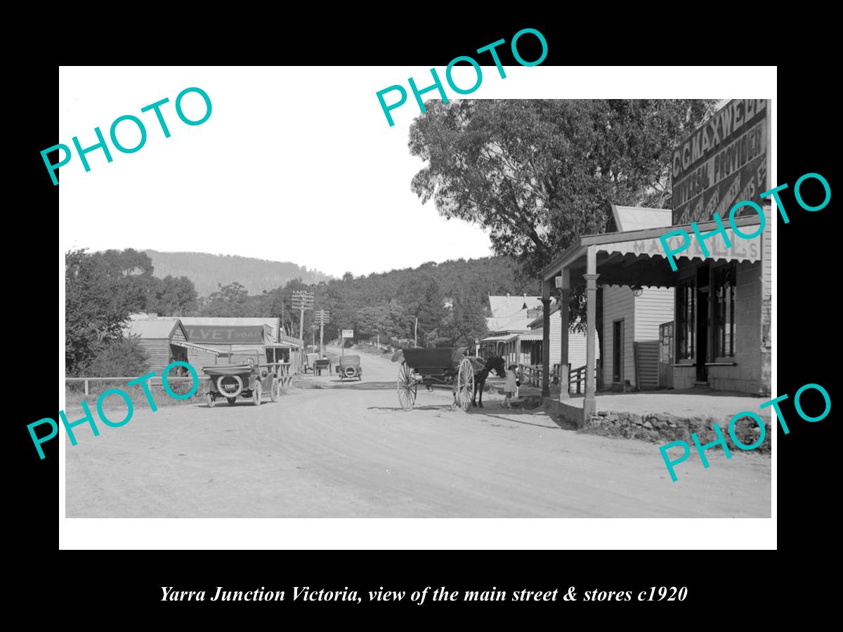 OLD LARGE HISTORIC PHOTO OF YARRA JUNCTION VICTORIA, THE MAIN St & STORES c1920