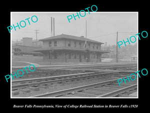 OLD LARGE HISTORIC PHOTO OF BEAVER FALLS PENNSYLVANIA, THE RAILROAD STATION 1920