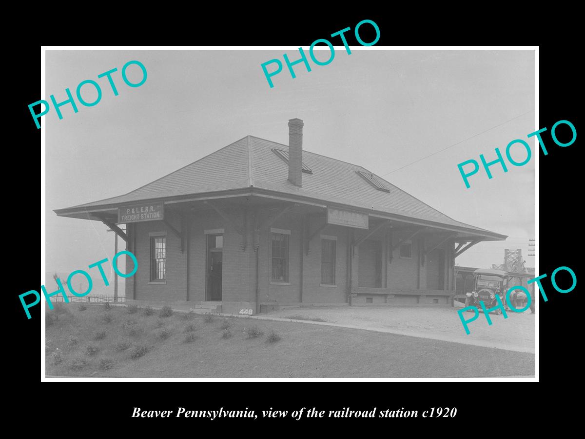 OLD LARGE HISTORIC PHOTO OF BEAVER PENNSYLVANIA, THE RAILROAD STATION 1920