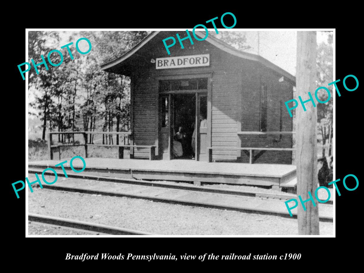 OLD LARGE HISTORIC PHOTO OF BRADFORD WOODS PENNSYLVANIA, RAILROAD STATION c1900