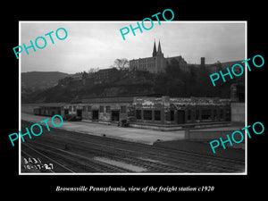 OLD LARGE HISTORIC PHOTO OF BROWNSVILLE PENNSYLVANIA, RAILROAD STATION c1920